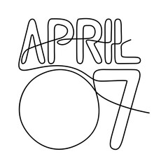 April 7 Typography Line Art, World Health Day.