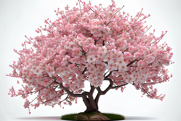 Obraz premium Pink cherry blossom sakura flower isolated white background. Generative Ai