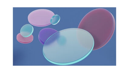 blue and white abstract background with colored circles. 3d rendering model