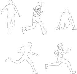 Vector sketch illustration of marathon runners