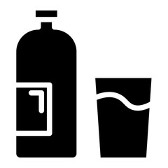 water bottle with water cup glyph 