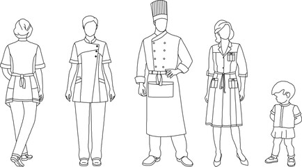 Restaurant employee vector illustration sketch