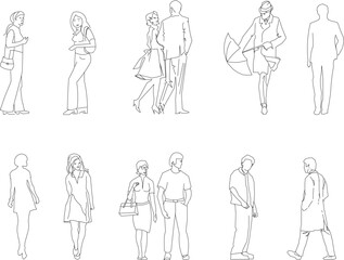 Fototapeta na wymiar Sketch vector illustration of people on the move