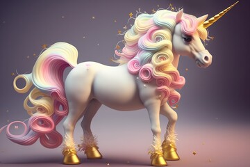 cute rainbow baby pegasus unicorn ,horse background, kids' pastel color fantasy magic ,Generative ai

