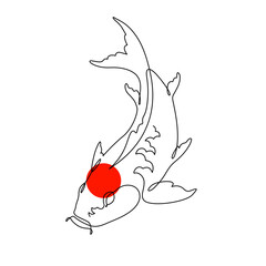 koi fish line art isolated vector illustration