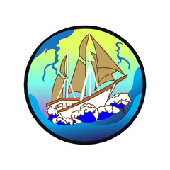 modern VINTAGE TECH super yacht vector logo design