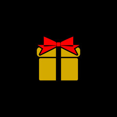 Gift box icon  isolated on black background.  