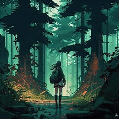 Fantasy Anime Forest. Created using generative AI tools.