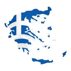 Greece's flag in the shape of a map of Greece
