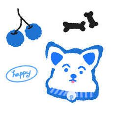 Happy blue bear and blueberry