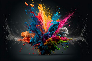 Explosion of colors on black background