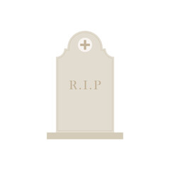 Ancient Headstone Flat design vector illustration. Vector flat style illustration gravestone with text R.I.P Tombstone icon.