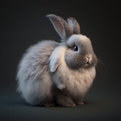 white rabbit on black background - Generative AI