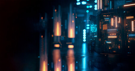 server room in data center full of telecommunication equipment,concept of big data storage and cloud hosting technology. AI generated.