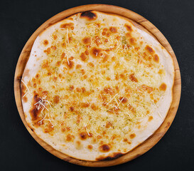 Garlic pizza bread with cheese and herbs