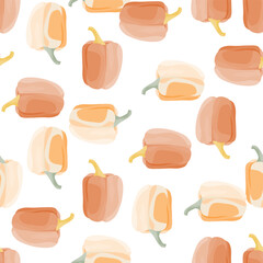 Simple bell pepper seamless pattern. Bulgarian pepper wallpaper.