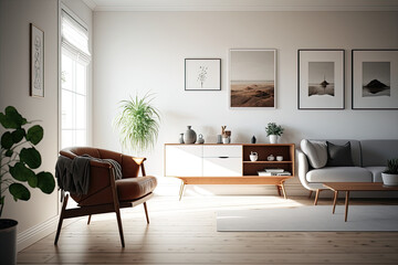 Naklejka na ściany i meble Minimalistic interior design living room