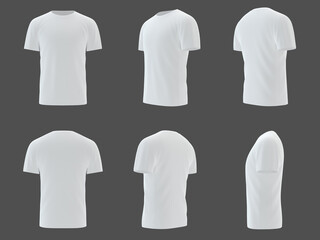 Male white blank set t-shirt template, natural shape on invisible mannequin, for your design print mockup. - obrazy, fototapety, plakaty