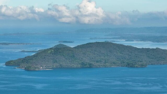 Aerial drone of tropical islands and blue sea in the tropics. Philippines.