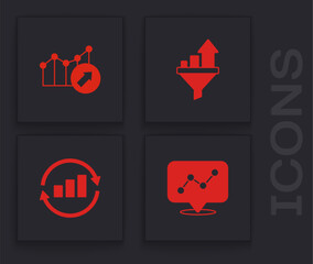 Set Graph chart infographic, Financial growth, Sales funnel with and icon. Vector