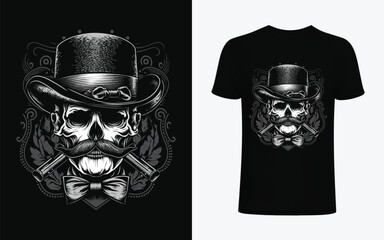 Gentleman skull with cigar. Design element for logo, label, sign, and t-shirt.
