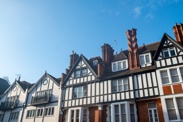 Knightsbridge, London- Mock Tudor upmarket luxury townhouses in Knightsbridge area of central West London