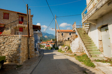 View on a small village Messini in the inlands of Peloponnese, South Greece
