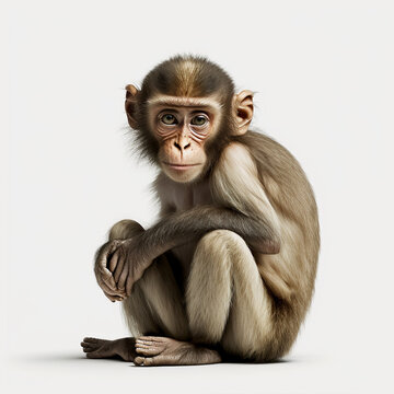 kleiner Affe auf wei&szlig;em Hintergrund isoliert (erstellt durch KI-Tool)