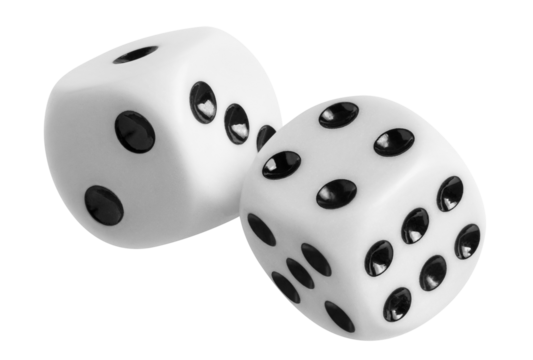 Two dices with black dots cut out