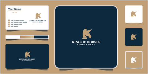 Vector elegant king horse with stylish graphic design and name card inspiration luxury design logo