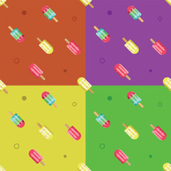 Popsicle pattern in summer, various colors and flavors make you feel hungry.