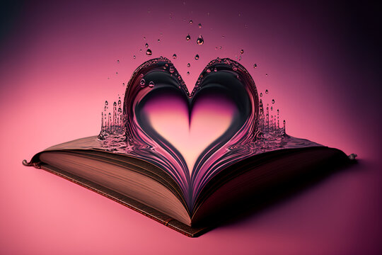 heart shaped book. Unique and creative stock photo of a heart-shaped folded book. Perfect for literature, education, and romance-related projects. Showcase the love for knowledge .