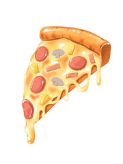 Colorful cartoon food with a variety of delicious fast food menus.