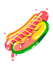 Colorful cartoon food with a variety of delicious fast food menus.