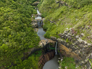 Tamarind waterfalls in Mauritius island