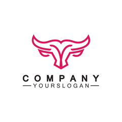 Bull monoline logo design vector template