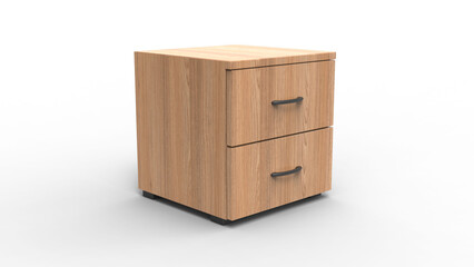 wooden side table angle view with shadow 3d render