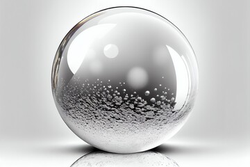 A 3d white light texture of a reflection on a rough bubble, isolated on a white background. Generative AI