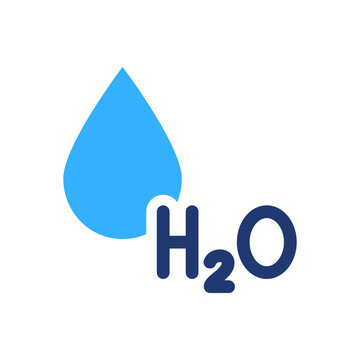 H2O Colorful Silhouette Icon. Water Drop Color Icon. Chemical Formula for Water. Symbol of Fresh Aqua. Vector Isolated Illustration