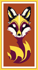 Fox - logo for t-shirt or outerwear design. Painting in the interior. fox in a frame