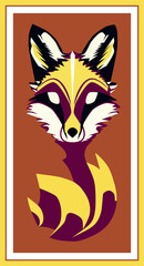 Fox - logo for t-shirt or outerwear design. Painting in the interior. fox in a frame
