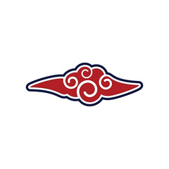 Cloud in Chinese style. Abstract isolated on white background. Vector illustration