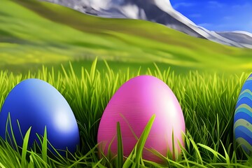 Ostereier liegen im Gras, (Generative AI)