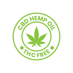 THC Free Stamp Icon, cbd hemp oil label design template elements