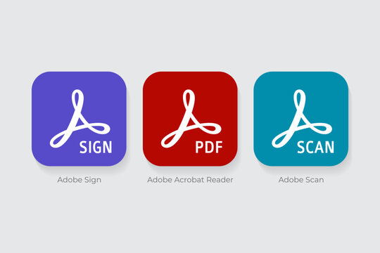 Adobe Sign, Adobe Acrobat Reader, Adobe Scan logos