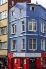 Blue and the red old house in Istanbul.