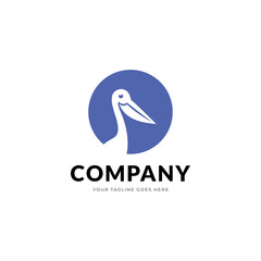 Pelican Bird Logo Design Template Inspiration - Vector