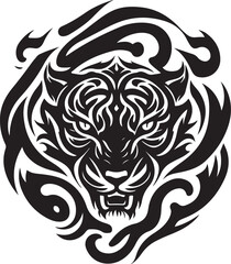 Vector illustration of tiger head with ornament