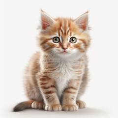 Obraz premium Kleine sitzende Katze auf weißem Hintergrund isoliert (erstellt durch KI-Tool)