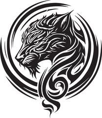 Vector illustration of tiger head with ornament